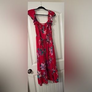 Feminine and airy red floral Old Navy sundress.